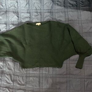 She + Sky Forest Green Ribbed Sweater